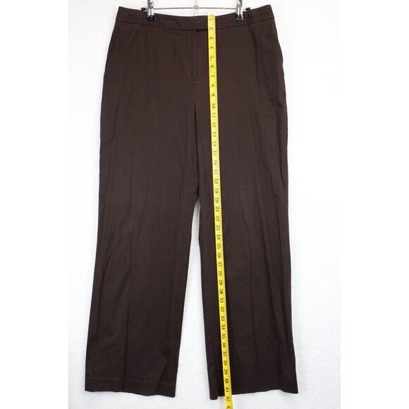 Talbots Stretch Wide Leg Pants Women 12 Brown Office‎ Wear Flat Front Pockets - Picture 3 of 11